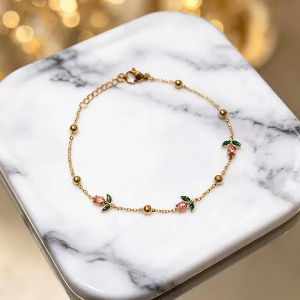 Gold_Stainless_Steel_Floral_Chain_Bracelet_For_Women