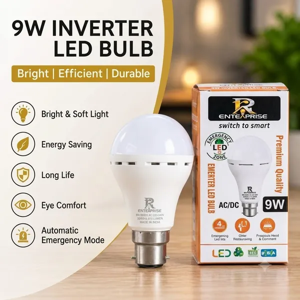 Pack_Of_2_Pp_Aluminium_Emergency_Lighting_White_9W_Ac_Dc_Inverter_LED_Bulb