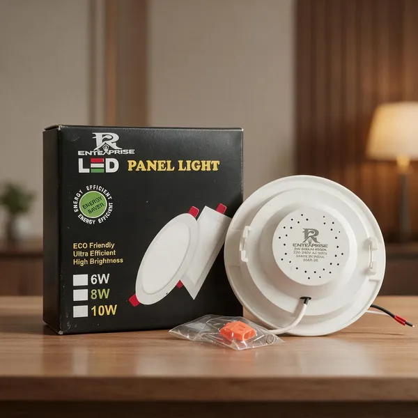 Polycarbonate_Ceiling_Lighting_White_Round_8W_LED_Panel_Light_Pack_Of_5