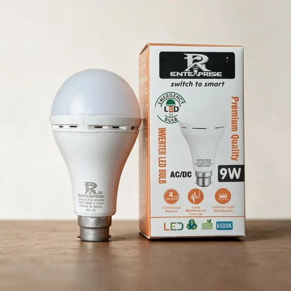 Pack_Of_2_Pp_Aluminium_Emergency_Lighting_White_9W_Ac_Dc_Inverter_LED_Bulb