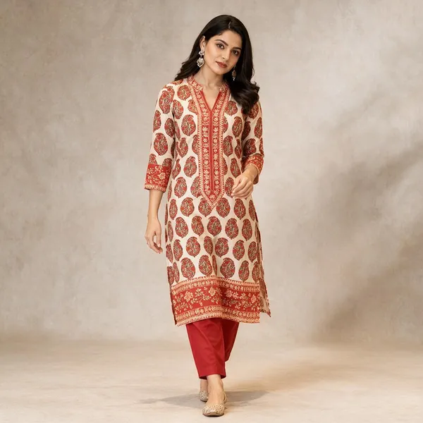 Light_Brown_Paisley_Print_Straight_Dupatta_Set_For_Women