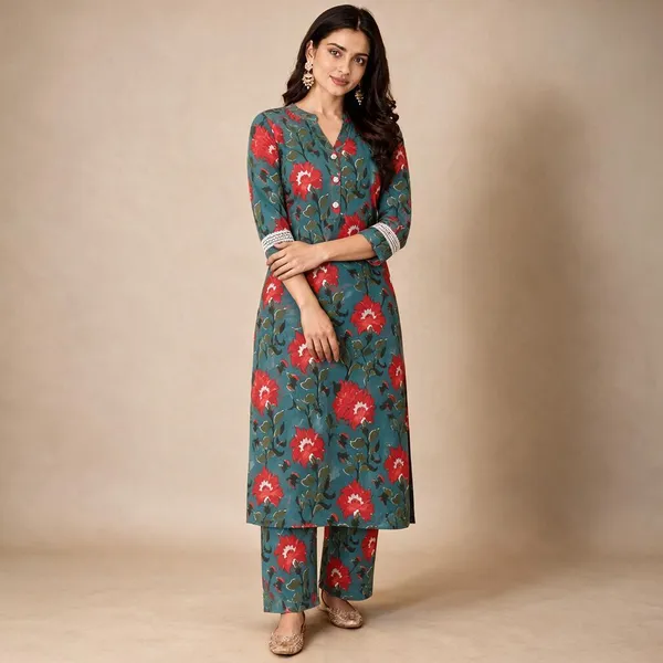 Green_With_Multicolor_Co-ord_Set_In_Floral_Print