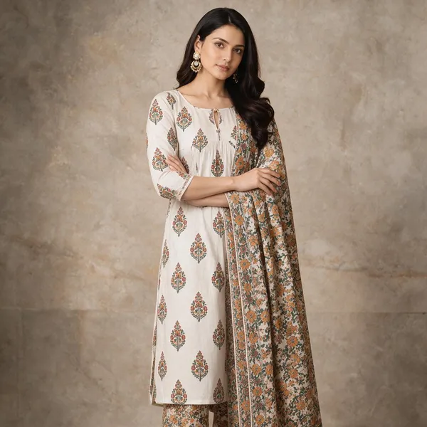 White_Dupatta_Set_In_Floral_Print