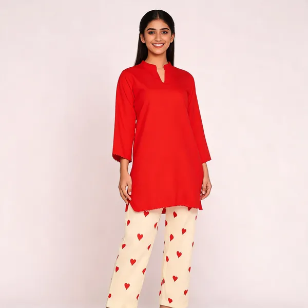 Cream_Red_Cotton_Straight_Kurta_Set_For_Women