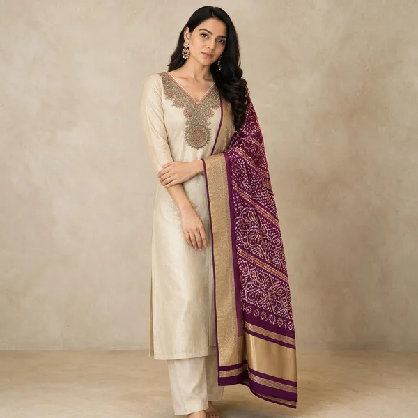 Cream_Dupatta_Set_With_Tubeandsequin_Works