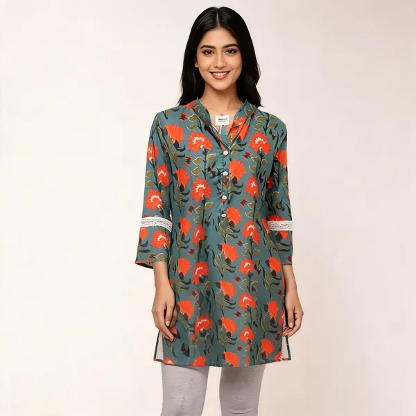 Red_Rayon_Straight_Floral_Print_Kurta_For_Women