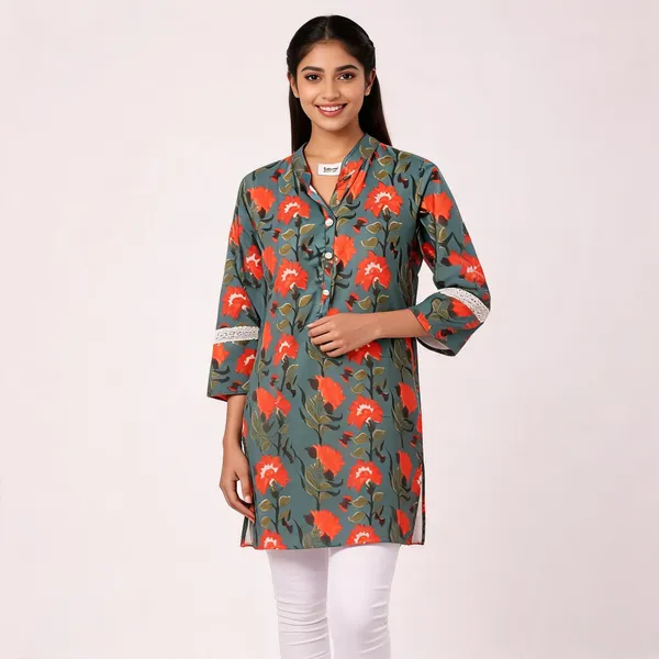 Red_Rayon_Straight_Floral_Print_Kurta_For_Women