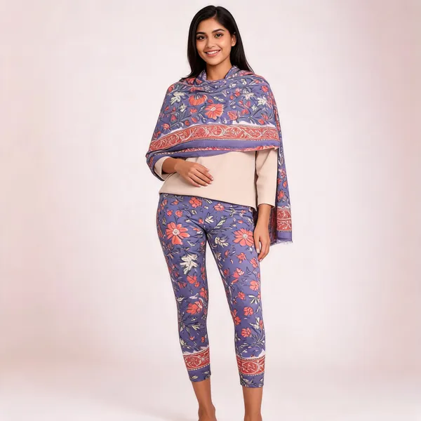 Blue_Cotton_Chiffon_Dupatta_Floral_Print_Churidar_Material_For_Women