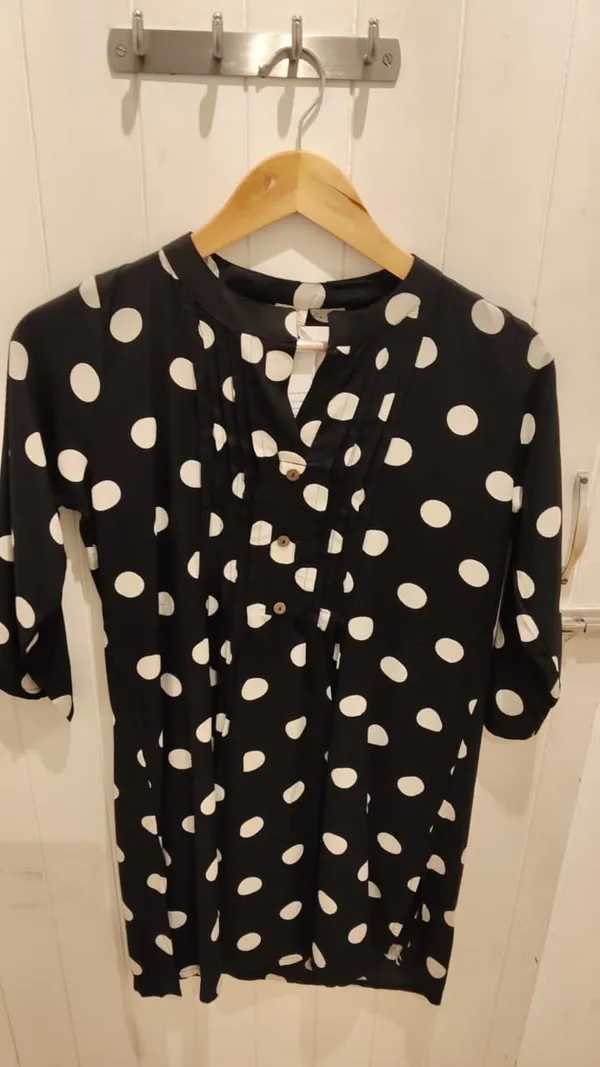 Black_Polka_Dot_Button_Front_Tunic_Top_For_Women