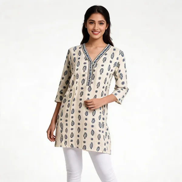 Yellow_Cotton_Straight_Paisley_Print_Kurta_For_Women