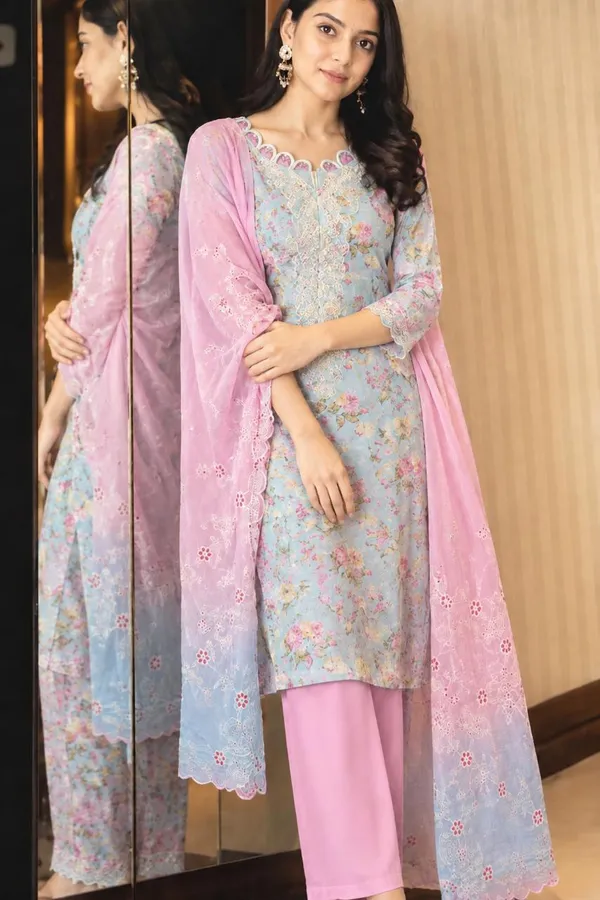 Coral_Blue_With_Floral_And_Embrodiery_Design_Dupatta_Set