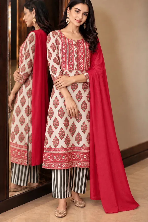 Cream_And_Pink_In_Floral_Design_Dupatta_Set