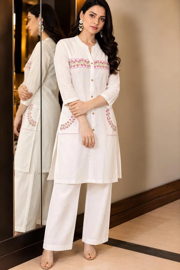 Cream_Co-ord_Set_With_Embroidery_And_Mirror_Work