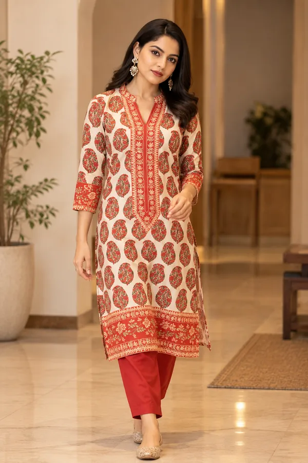 Cream_Paisley_Print_Straight_Dupatta_Set_For_Women