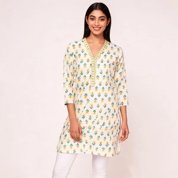 Yellow_Cotton_Straight_Floral_Print_Kurta_For_Women