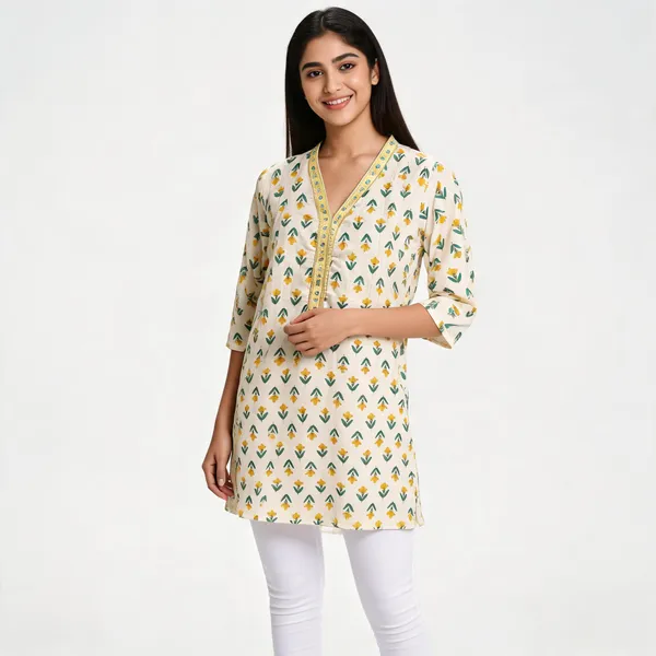 Yellow_Cotton_Straight_Floral_Print_Kurta_For_Women