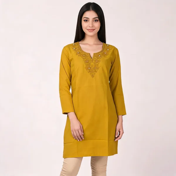 Mehendi_Green_Cotton_Straight_Embroidered_Kurta_For_Women