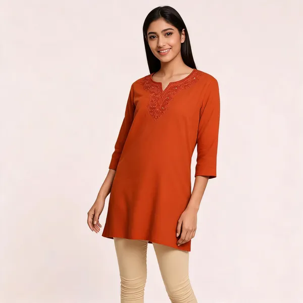 Brick_Orange_Cotton_Straight_Embroidered_Kurta_For_Women
