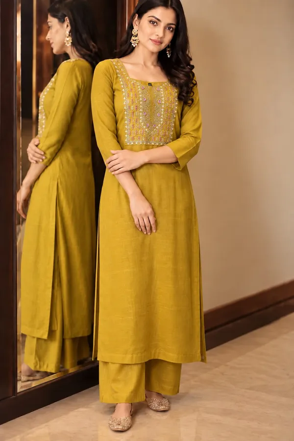 Mustard_Yellow_Straight_Kurti_With_Embroidery_Work