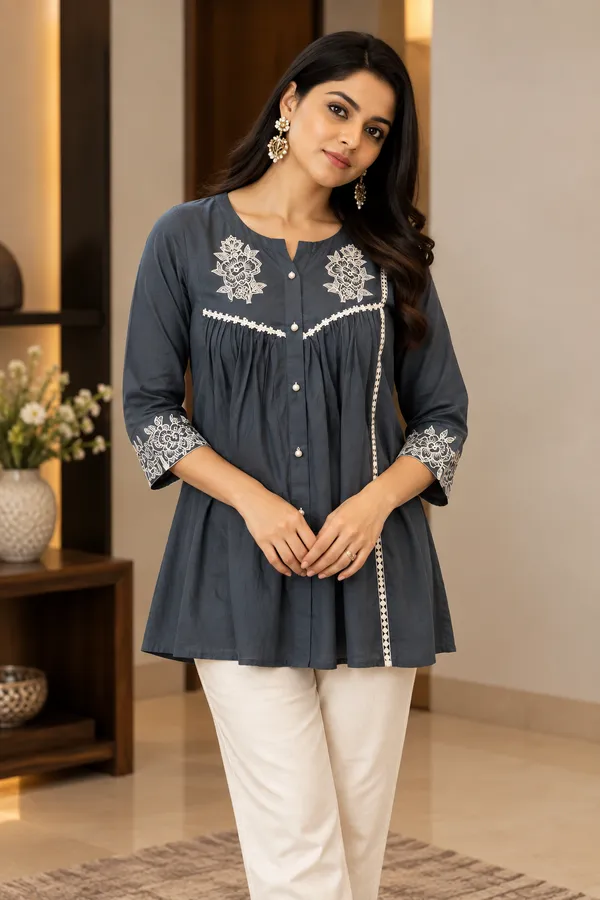 Navy_Blue_Embroidered_Straight_Kurta_For_Women