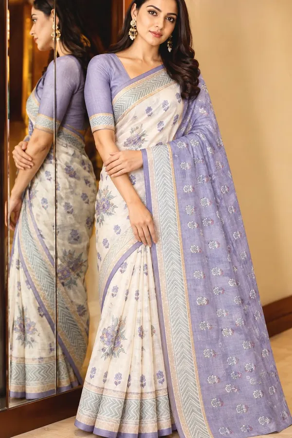 OFFWHITE_LINEN_SAREE_IN_DIGITAL_FLORAL_PRINTS