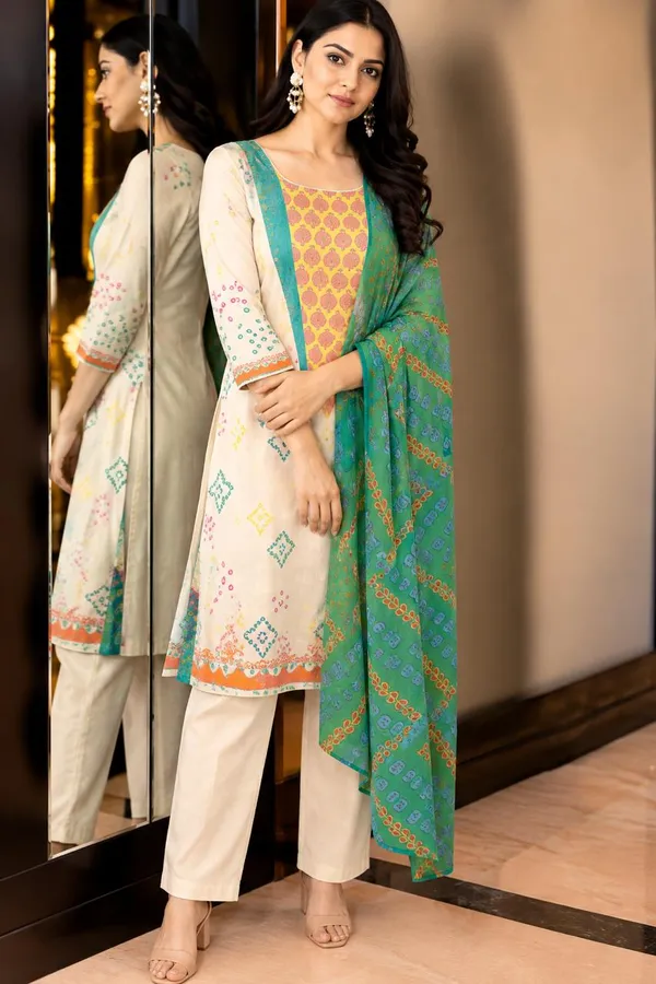 Off_White_In_Multicolor_Print_Dupatta_Set