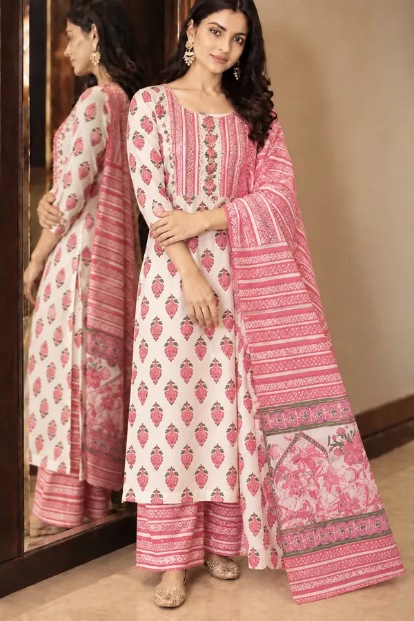 Offwhite_With_Pink_Floral_Print__Dupatta_Set