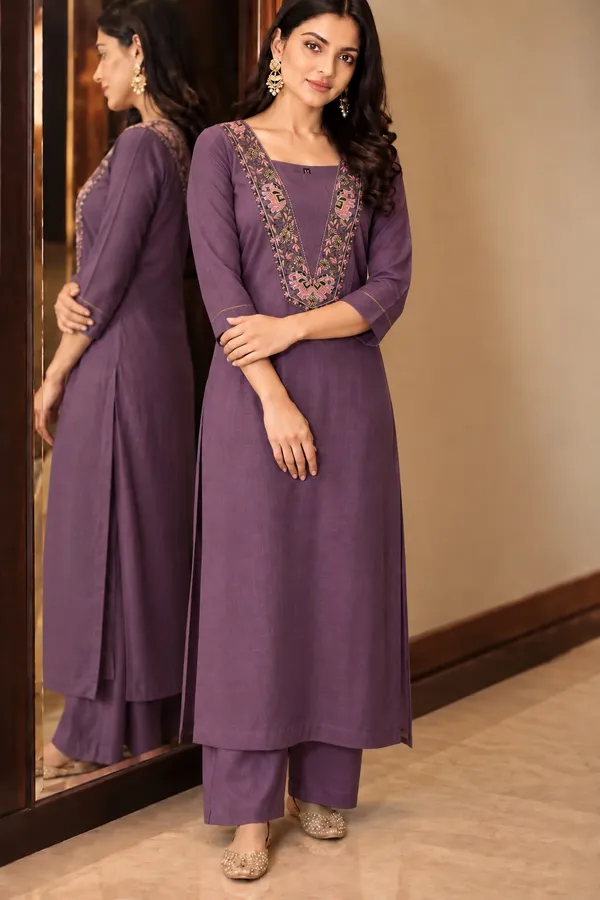 Purple_Striaght_Kurti_With_Embroidery_Work