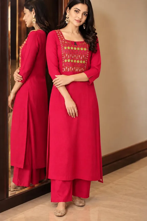 Rani_Pink_Straight_Kurti_With_Embroidery_Work