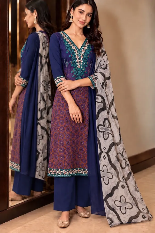 Voilet_In_Embrodiery_Works_With_Dual_Color_Dupatta_Set