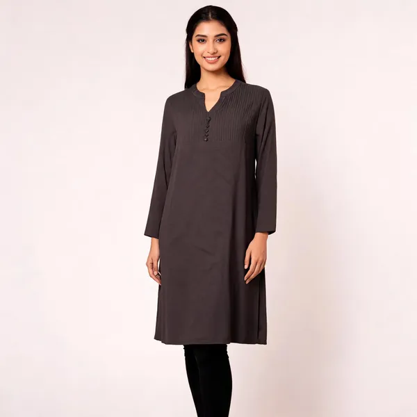 Black_Cotton_Straight_Mandarin_Collar_Kurta_For_Women