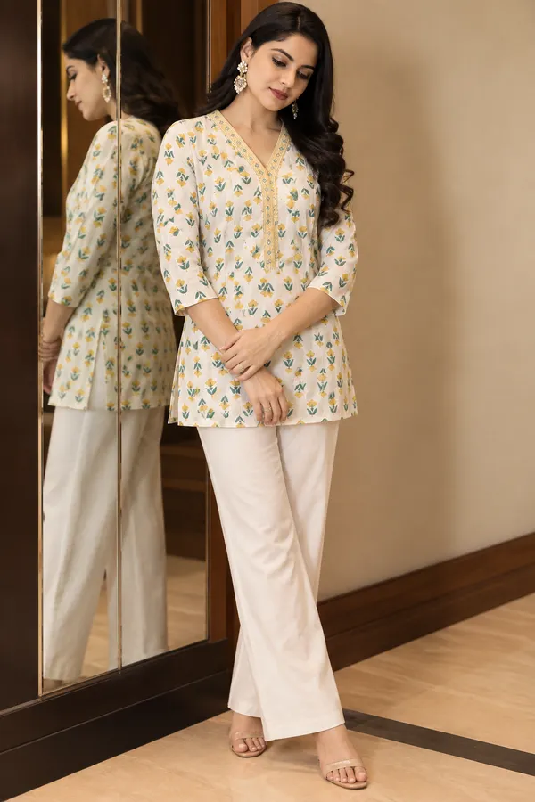 White_Floral_Print_Straight_Kurta_For_Women