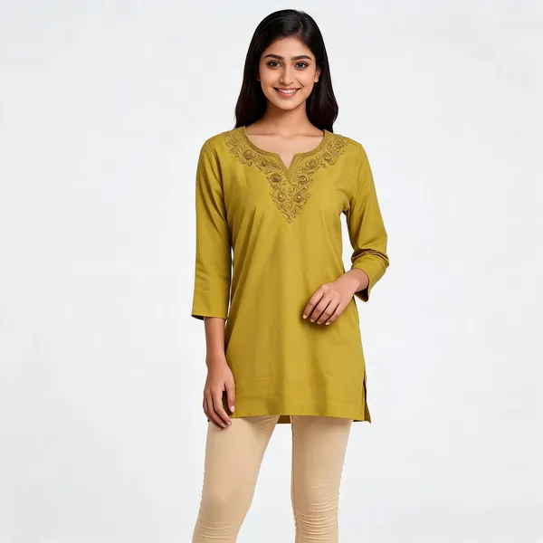 Mehendi_Green_Cotton_Straight_Embroidered_Kurta_For_Women