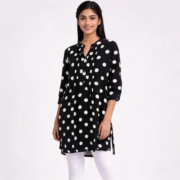 Navy_Rayon_Relaxed_Polka_Dot_Kurti_For_Women