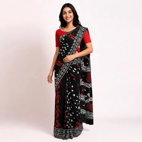 Black_Modal_Silk_Print_Floral_Vine_Print_Scarf_For_Women