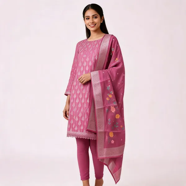 Pink_Banarasi_Silk_Zari_Border_Ethnic_Suit_Material_For_Women