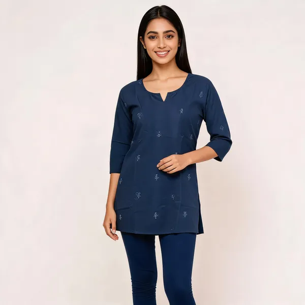 Blue_Cotton_Straight_Embroidered_Kurta_For_Women