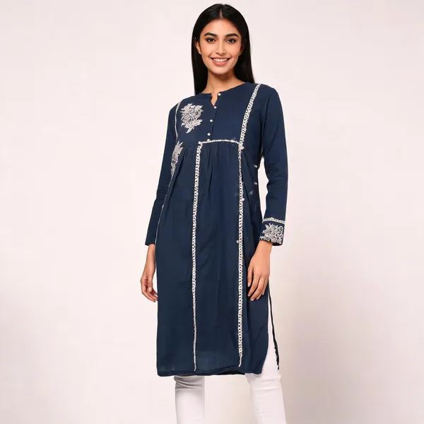 Blue_Cotton_Straight_Embroidered_Kurta_For_Women