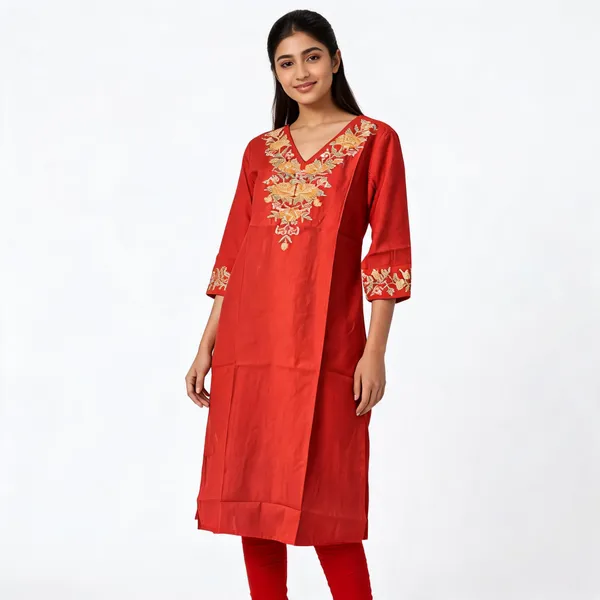 Brick_Red_Malchanderi_Straight_Embroidered_Kurta_For_Women