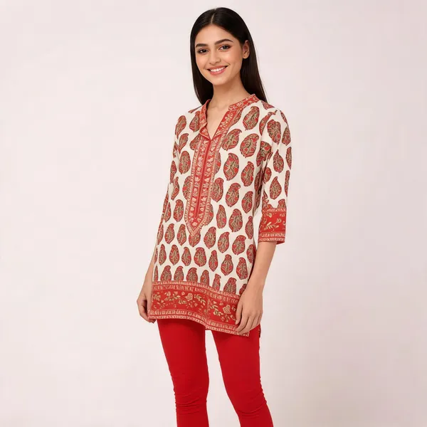 Cream_Soft_Crepe_Straight_Paisley_Print_Kurta_For_Women
