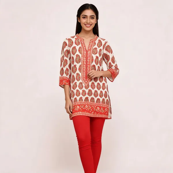 Cream_Soft_Crepe_Straight_Paisley_Print_Kurta_For_Women