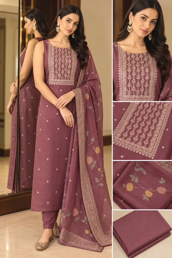 Pink_Banarasi_Silk_Zari_Border_Ethnic_Suit_Material_For_Women