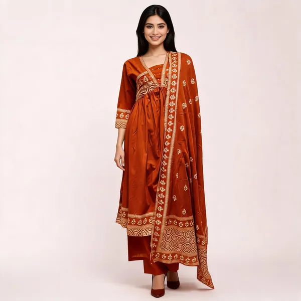 Brick_Maroon_Mal_Cotton_Anarkali_Embroidered_Suit_Set_For_Women