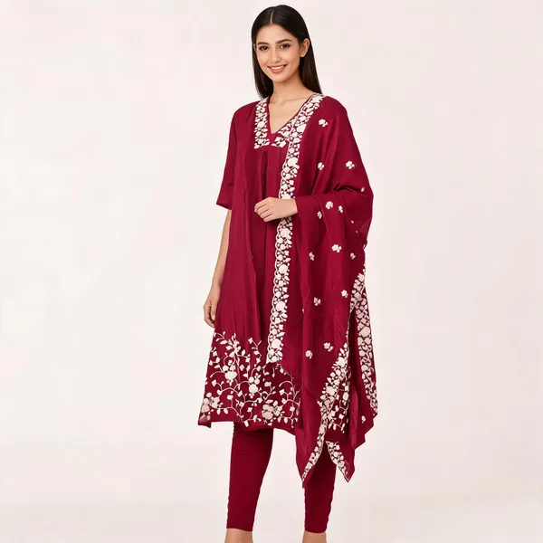 Grape_Mal_Chanderi_Straight_Floral_Embroidered_Kurta_Set_For_Women