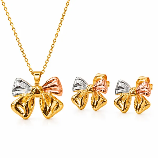 Gold_Tone_Bow_Charm_Jewellery_Set_for_Women