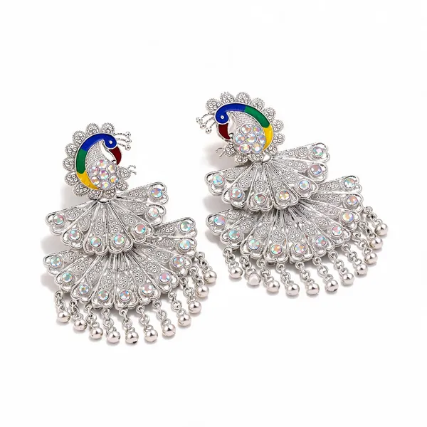 Silver_Alloy_Peacock_Chandelier_Drop_Earrings_For_Women