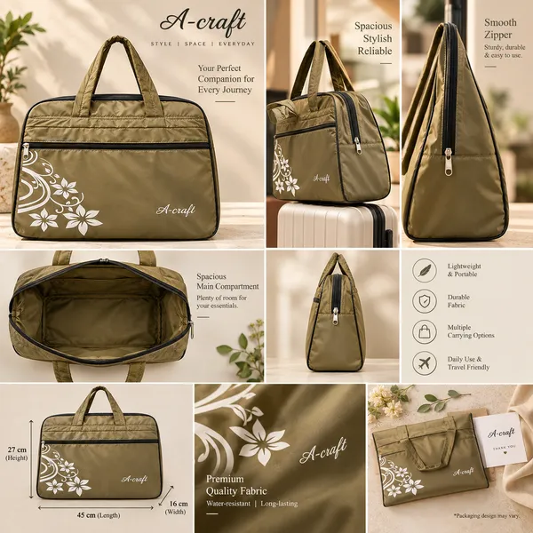 AMAILLE_Travel_Luggage_Bag,_Olive_Green,_Large,_Floral_Print,_Multi-Compartment_Zip_Closure