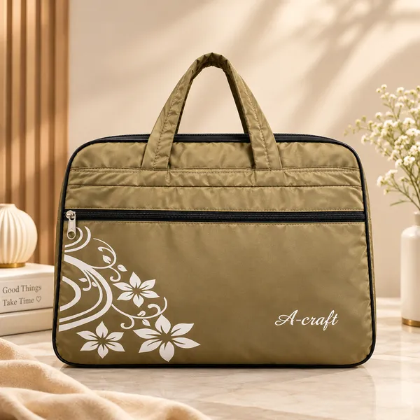 AMAILLE_Travel_Luggage_Bag,_Olive_Green,_Large,_Floral_Print,_Multi-Compartment_Zip_Closure