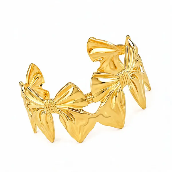 Gold_Alloy_Bow_Design_Cuff_Bracelet_For_Women