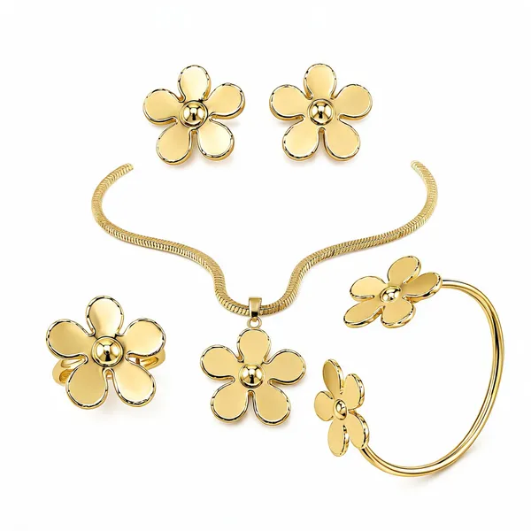 Gold_Alloy_Five_Petal_Floral_Jewellery_Set_For_Women